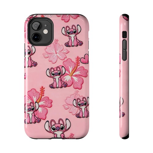 Pink stitch hibiscus pattern - stitch,